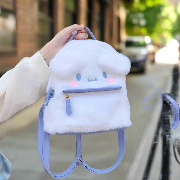 Cute Fluffy Cinnamoroll Plush Backpack for Girls - Picture 6 of 7